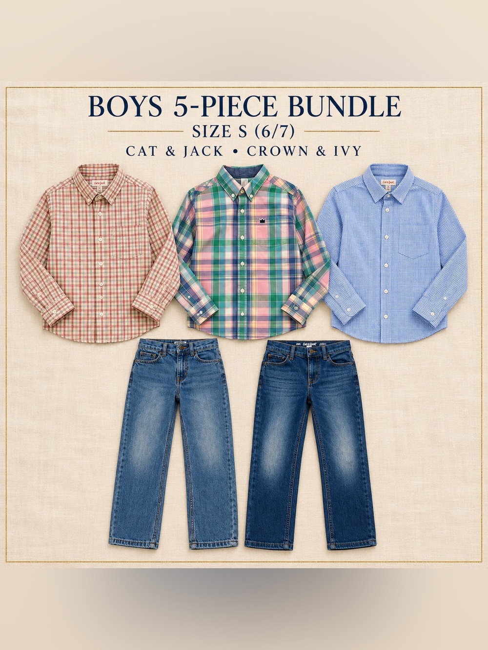 Boys 6/7 Cat & Jack Crown & Ivy 5-Piece Bundle